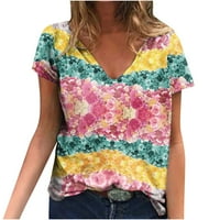 Есен спестявания празнични сделки loopsun жени лято отпечатани блузи тениски ежедневни тениски с къси ръкави с тениски с v-образно деколте