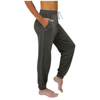 Tuphregyow жени средна талия на кръста еластични панталони Плисими мода с джобове Панталони отпечатък Пътуване приспособления